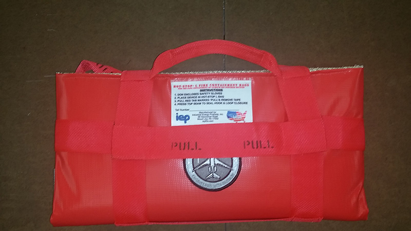 red HOT-STOP L fire containment bag