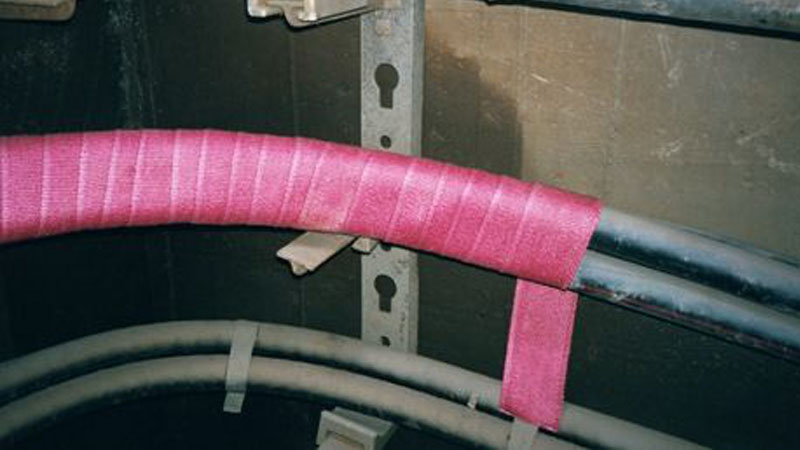 fireproof tape wrapped around 2 cables