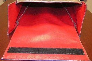 an interior look on one of our large HOT-STOP L fire resistant pouches